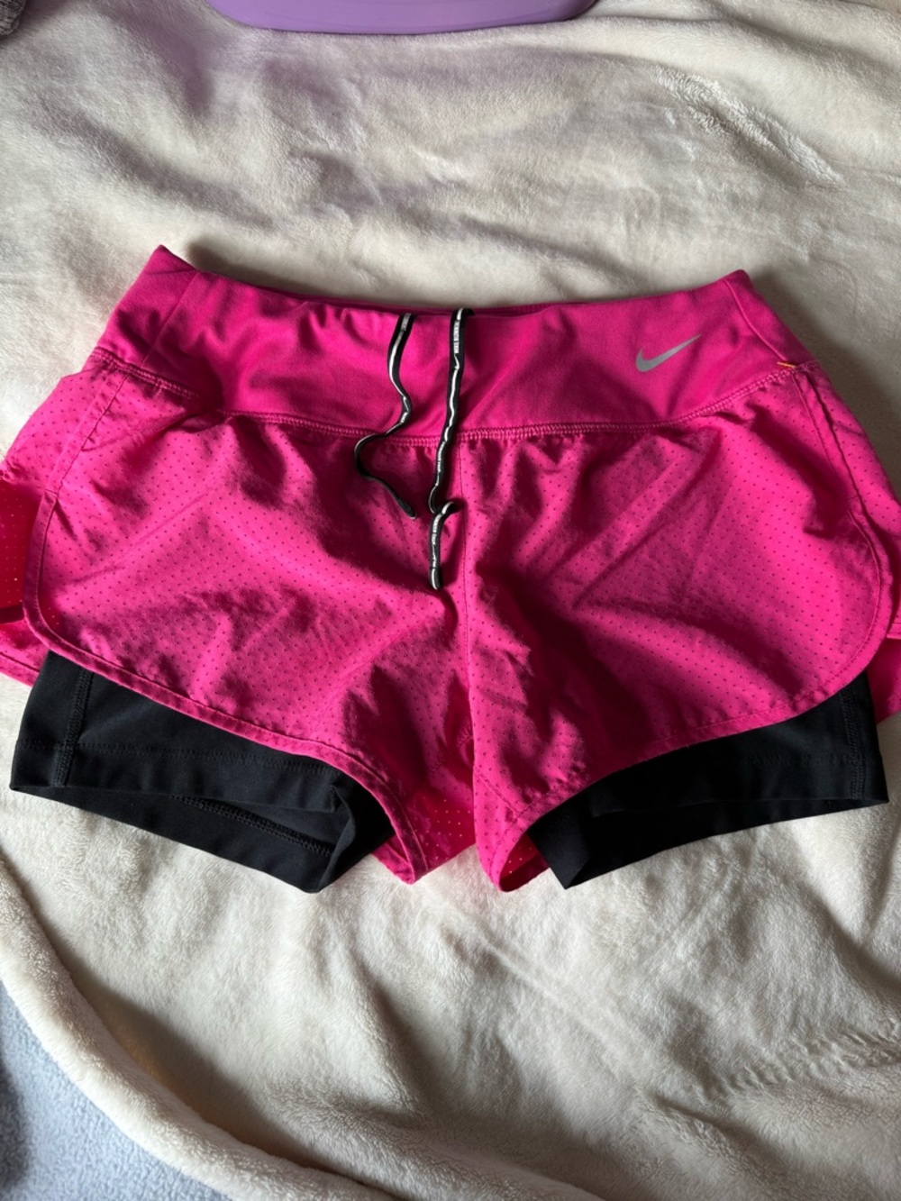 Women’s athletic Nike Dri-Fit hot pink shorts with spandex insert size small